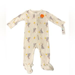 Carter's White Bunny and Yellow Duck Print Footie